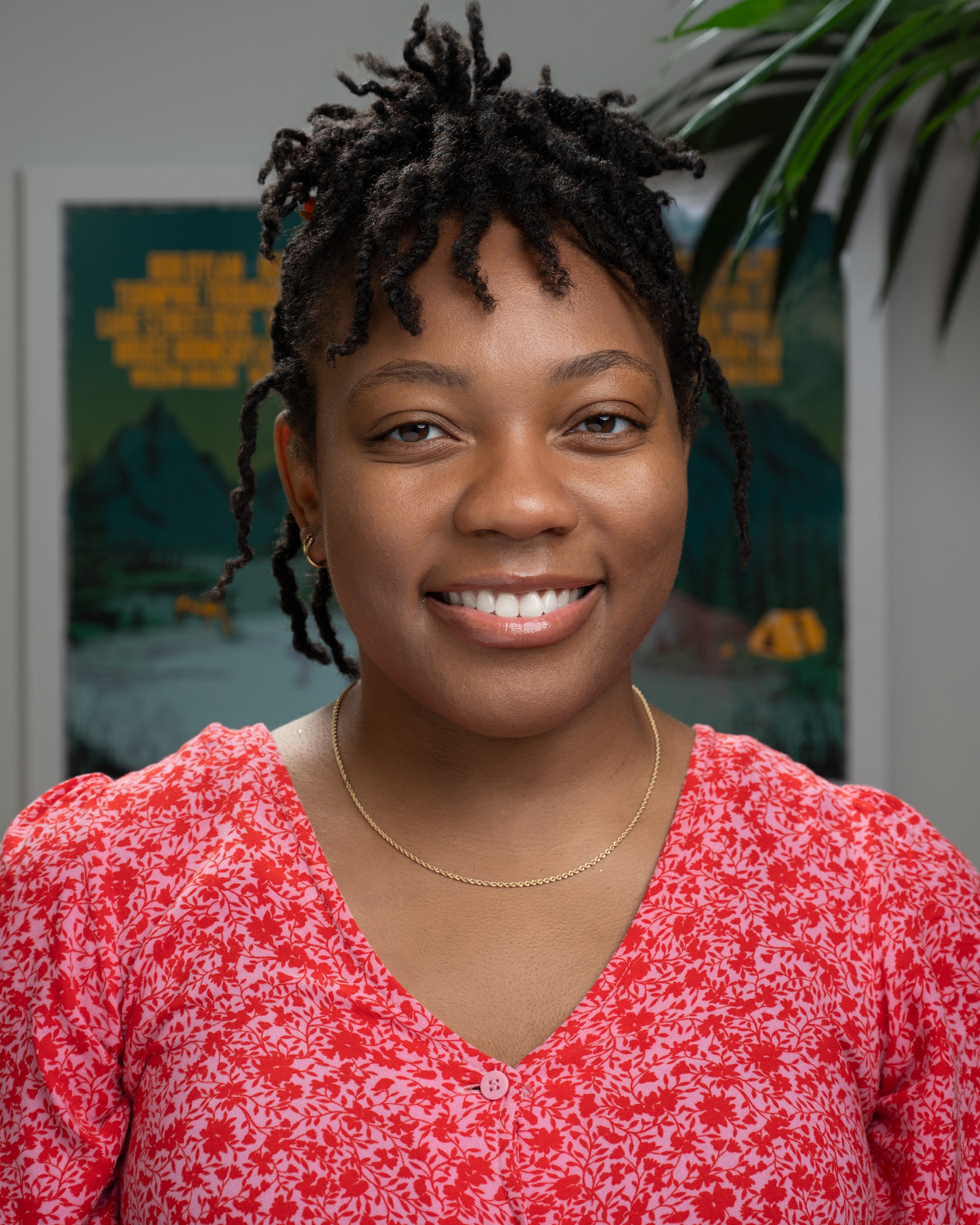 Therapist headshot with warm natural styling